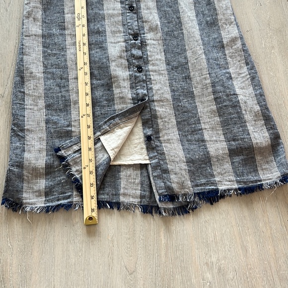 beachlunchlounge Anthropology Zena Linen Blend Distressed Hem Shirt Dress SZ S/P - Picture 6 of 9